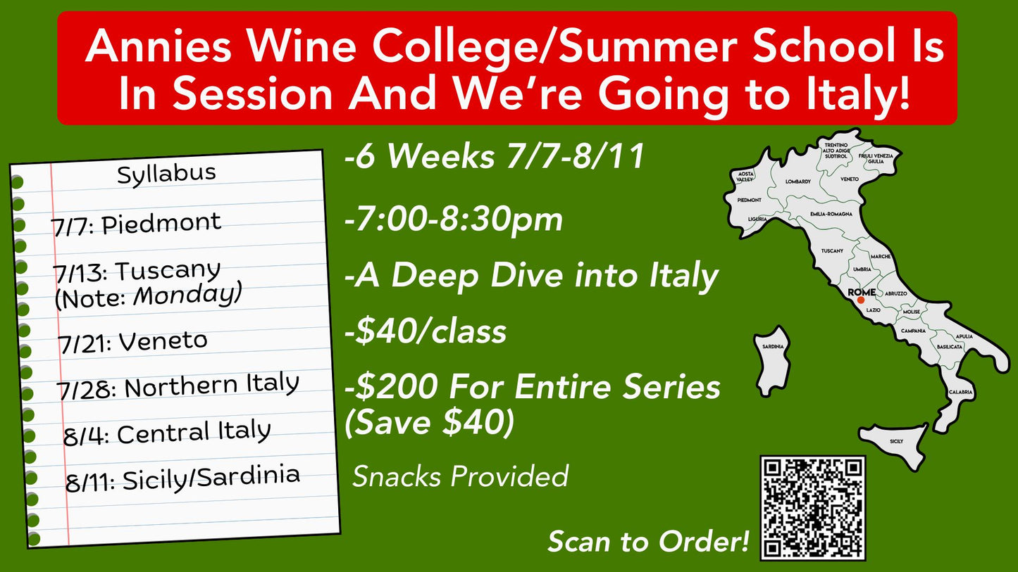Annie's Wine College Summer School Italy: 8/4: Central Italy